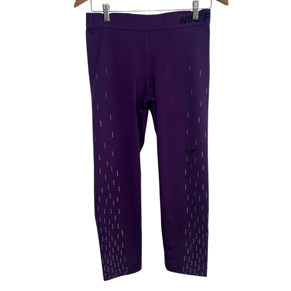 Nike Pro‎ Leggings Womens Large Stretch Lightweight Purple Dri-Fit Running Yoga
